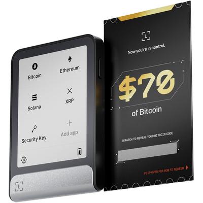 LEDGER Krypto Hardware-Wallet "Ledger Flex™ mit 70 $ in BTC", grau (graphit), B:7,8cm H:5,64cm T:0,83cm, Chipkartenleser Image
