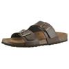 Pantolette MAN'S WORLD, Herren, Gr. 46, braun (dunkelbraun), Lederimitat, unifarben, klassisch, Schuhe, Schlappen, Sommerschuh, Hausschuh mit vorgeformtem Fußbett