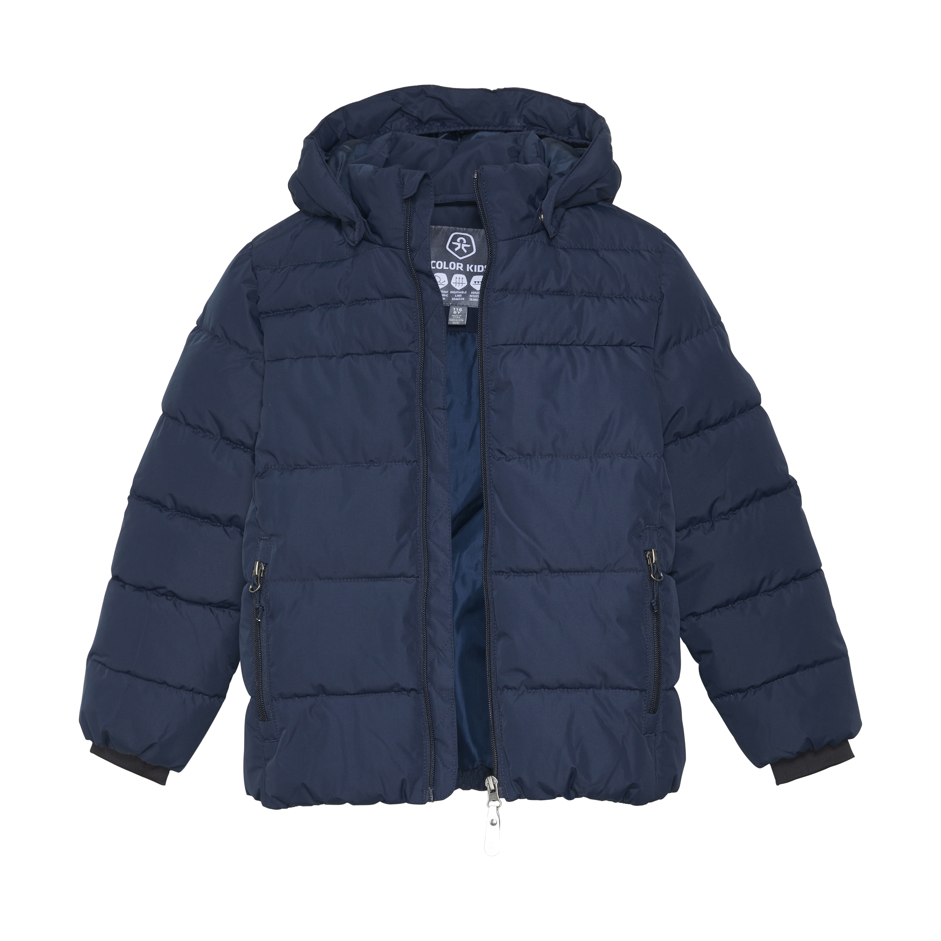 Steppjacke COLOR KIDS "Steppjacke COJacket", Jungen, Gr. 128, blau (total eclipse), Obermaterial: 100% Polyester PES., Casual, regular fit normal, Jacken Steppjacke