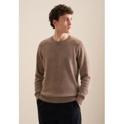 Strickpullover SEIDENSTICKER "Regular", Herren, Gr. L, beige (beige melange), 55% Wolle, 25% Modal, 20% Polyamid, unifarben, regular fit, Rundhals, Langarm, Pullover, Langarm Rundhals Uni Image