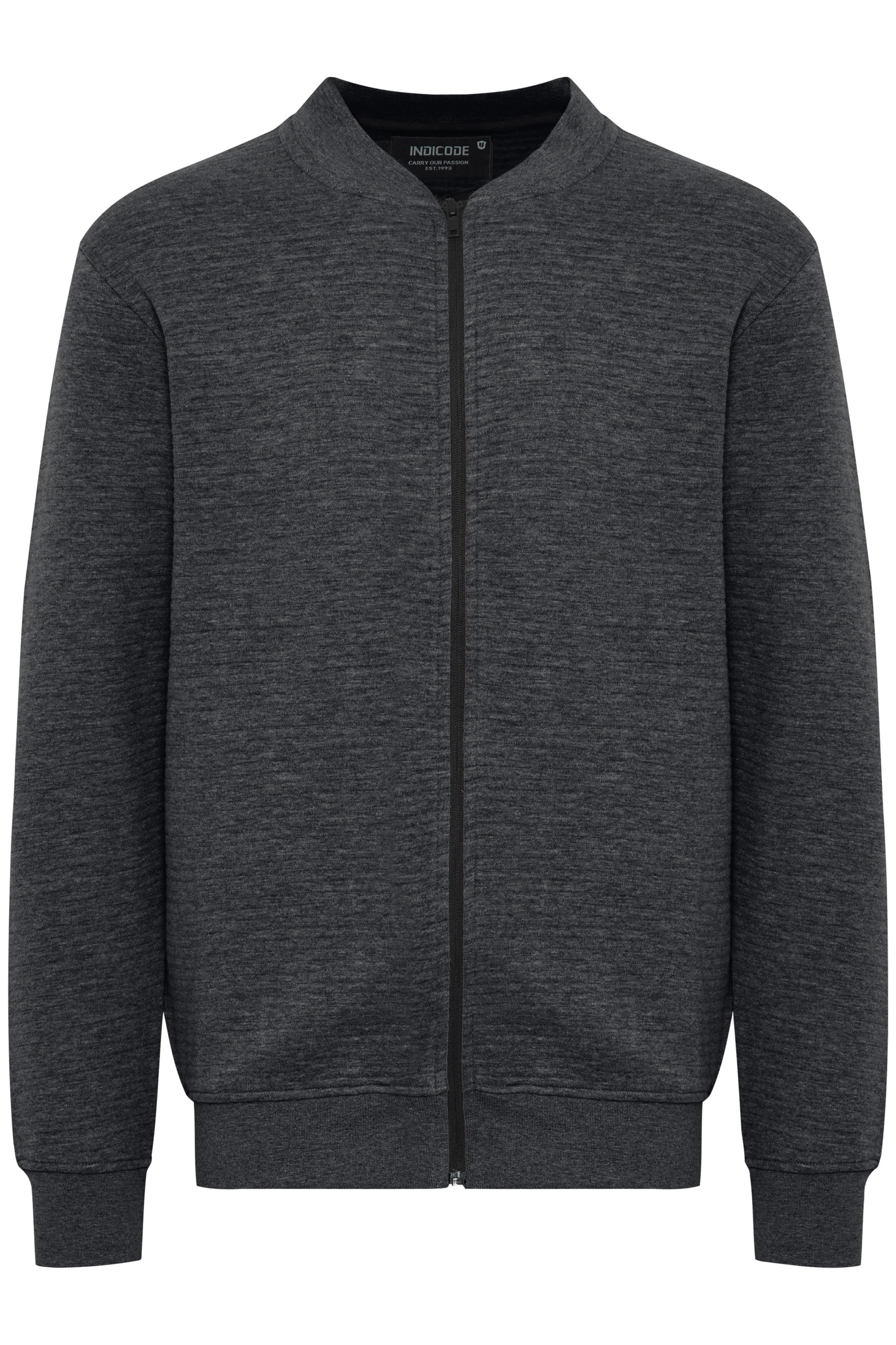 Sweatjacke INDICODE "Sweatjacke IDBronte", Herren, Gr. M, grau (charcoal mix), Obermaterial: 77% Polyester PES. 23% Baumwolle CO., Sweatjacken Sweatjacke