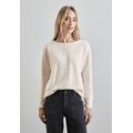 Langarmshirt STREET ONE, Damen, Gr. 40, weiß (lucid weiß), Stoff, 98% Polyester, 2% Elasthan, unifarben, casual, normal normal, U-Boot-Ausschnitt, Langarm Bündchen, Shirts, mit U-Boot-Ausschnitt
