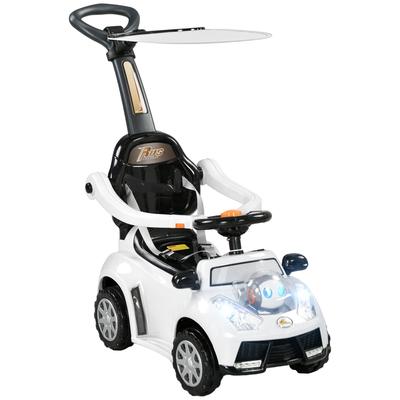 3-in-1 Baby Push Car, Foot-to-Floor Ride-On with Removable Handle, Canopy, Music & Horn for Ages 12-36 Months