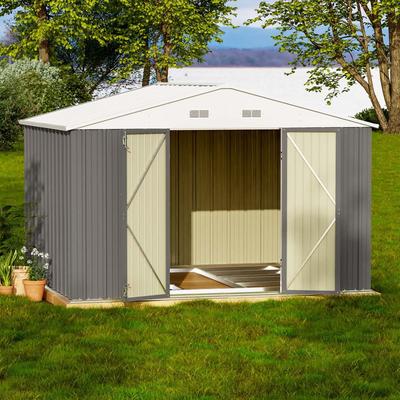 Patiowell 10 Ft. x 8 Ft. / 10 Ft. Metal Outdoor Storage Shed with Goods Shelf