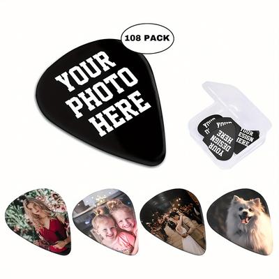 TEMU 12-108pcs Custom Guitar Picks Personalized Guitar Picks Add Your Own Text Name Photo Thicknesses Guitar Accessories For Guitarists Dad Guitar Bass