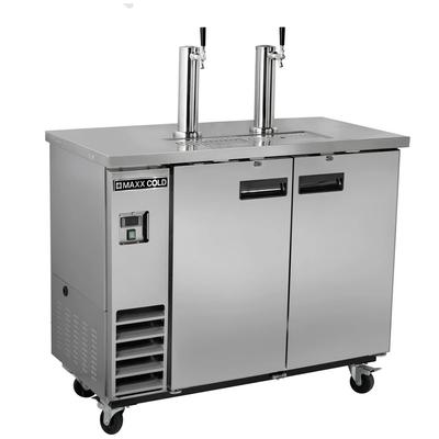 Maxx Cold MXBD48-2SHC 47 1/2" X-Series Kegerator Commercial Beer Dispenser w/ 2 Keg Capacity - 2 Columns, Stainless, 120v, Silver