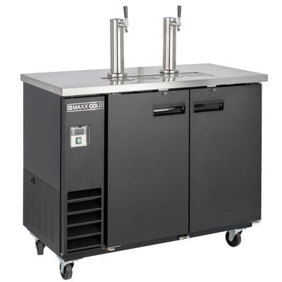 Maxx Cold MXBD48-2BHC 47 1/2" X-Series Kegerator Commercial Beer Dispenser w/ 2 Keg Capacity - 2 Columns, Black, 120v