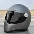 Casco moto integrale unisex leggero grigio opaco Casco retrò Capacetes Para Moto Moto Cross con due lenti staccabili