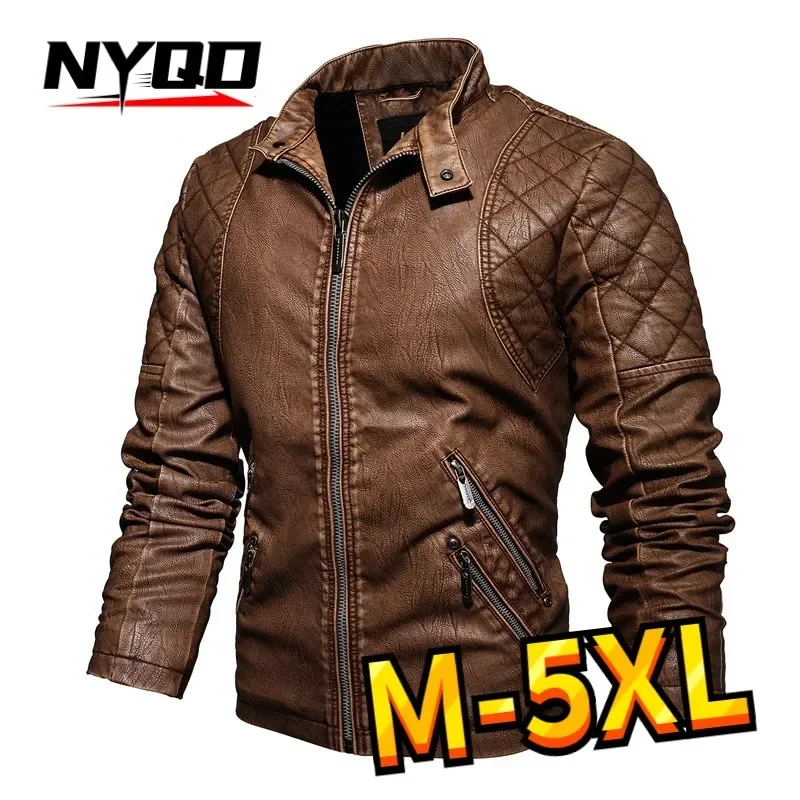 Giacca da uomo in pile sottile da motociclista autunnale Cappotto da uomo Giacca in pelle di moda da uomo Giacca da motociclista in pelle PU casual da esterno primaverile