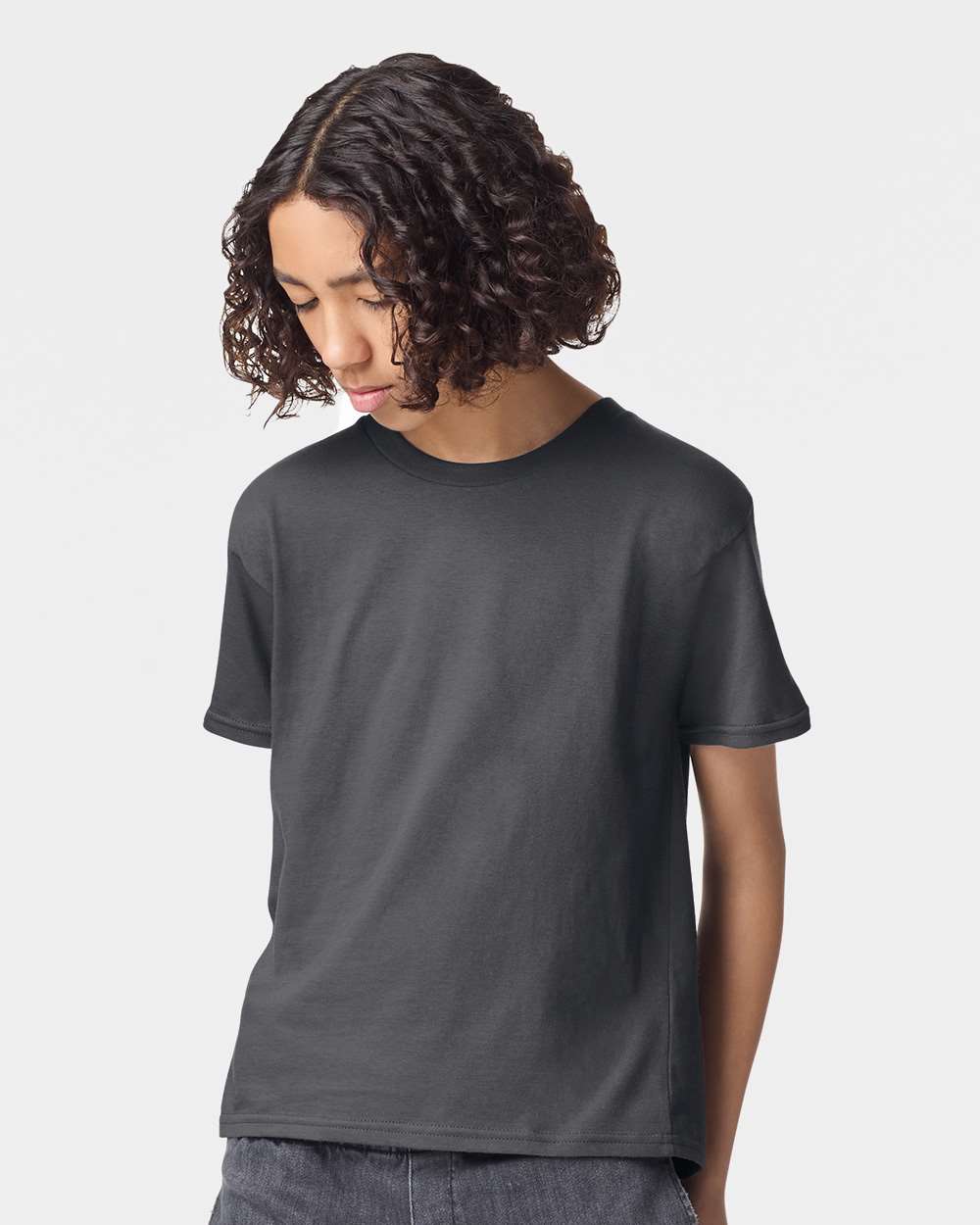 American Apparel 2001Y Youth Fine Jersey Top in Asphalt size XS | combed ring spun cotton