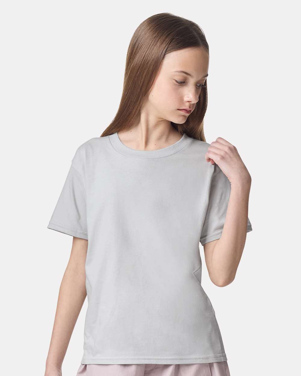 American Apparel 2001Y Youth Fine Jersey Top in New Silver size Small | Ringspun Cotton