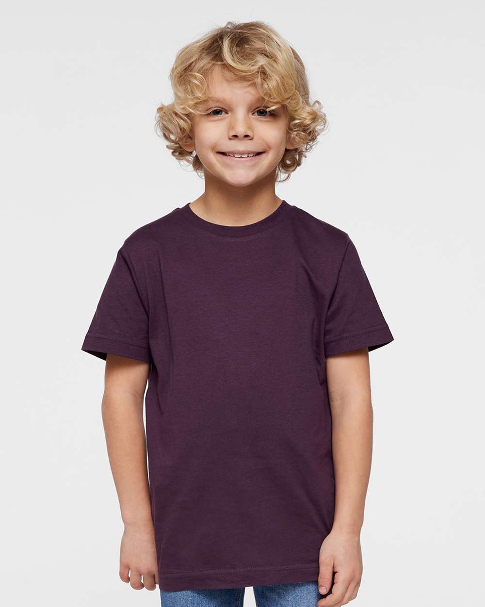 LAT 6101 Youth Fine Jersey T Shirt in Plum size XL | Cotton LA6101