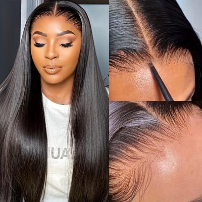 TEMU Straight Lace Front Wigs Human Hair 13x4 Transparent Hd Lace Front Wigs Human Hair Pre 180% Density Straight Lace Frontal Wigs Human Hair With Baby Hair For Women