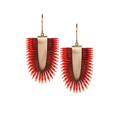 Paar Ohrhänger GRETCHEN "Pam Pem Earring L", Damen, Gr. Leder, rot (rot, mehrfarbig), modisch, Ohrringe, mit buntem Pergament Image
