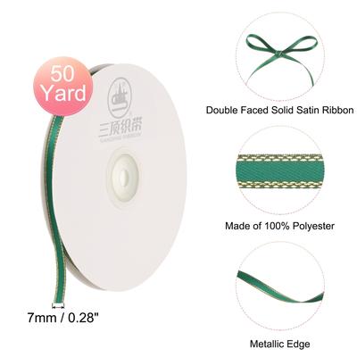 50 Yards Satin Ribbon Polyester with Gold Edge for Gift Decoration, 1 Roll