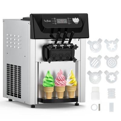 Commercial Soft Ice Cream Machine with 3 Flavors,2200W