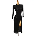 Pratica di danza latina Abbigliamento Linea Gonna Abito da ballo Donna Sera Ragazze Costume Stage Outfit Concorso di spettacoli di danza