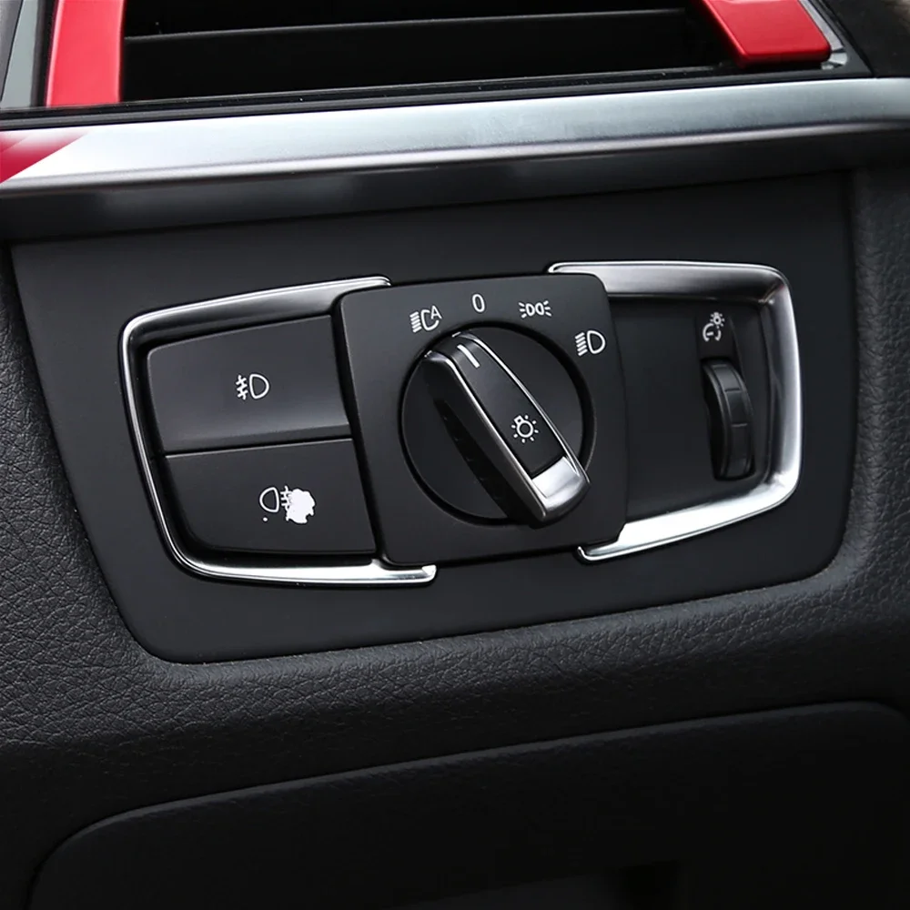 2 Stück ABS-Scheinwerferschalter-Rahmenverkleidungseinstellungsaufkleber für BMW F30 F31 F32 F34 3 4 Image
