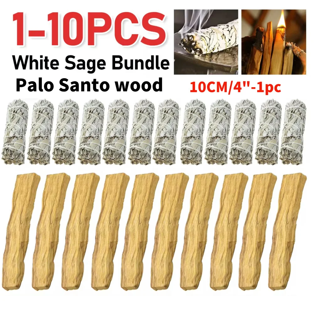 10-1PC Palo Santo Holz Meditation Weihrauch Weißer Salbei Reines Gras Bündel für Zuhause Gras Weihrauch Tragbare energie Reinigung Bundles Image