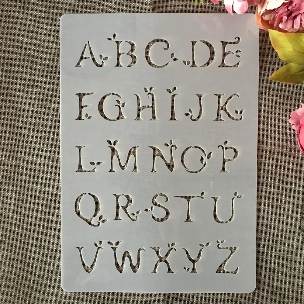 Pochoirs de superposition de lettres anglaises de l'alphabet, modèle décoratif d'album de bricolage, coloriage de scrapbooking, A4, type B, 29cm