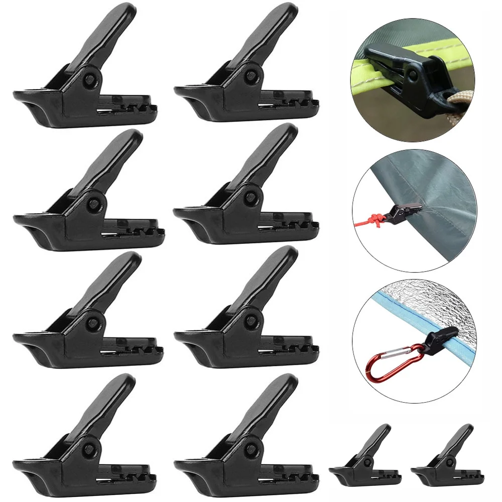 10Pcs Markise Klemme Plane Clips Snap Kleiderbügel Zelt Camping Überleben Straffen Werkzeug für Outdoor Camp Wanderung Camping Ausrüstung Großhandel Image