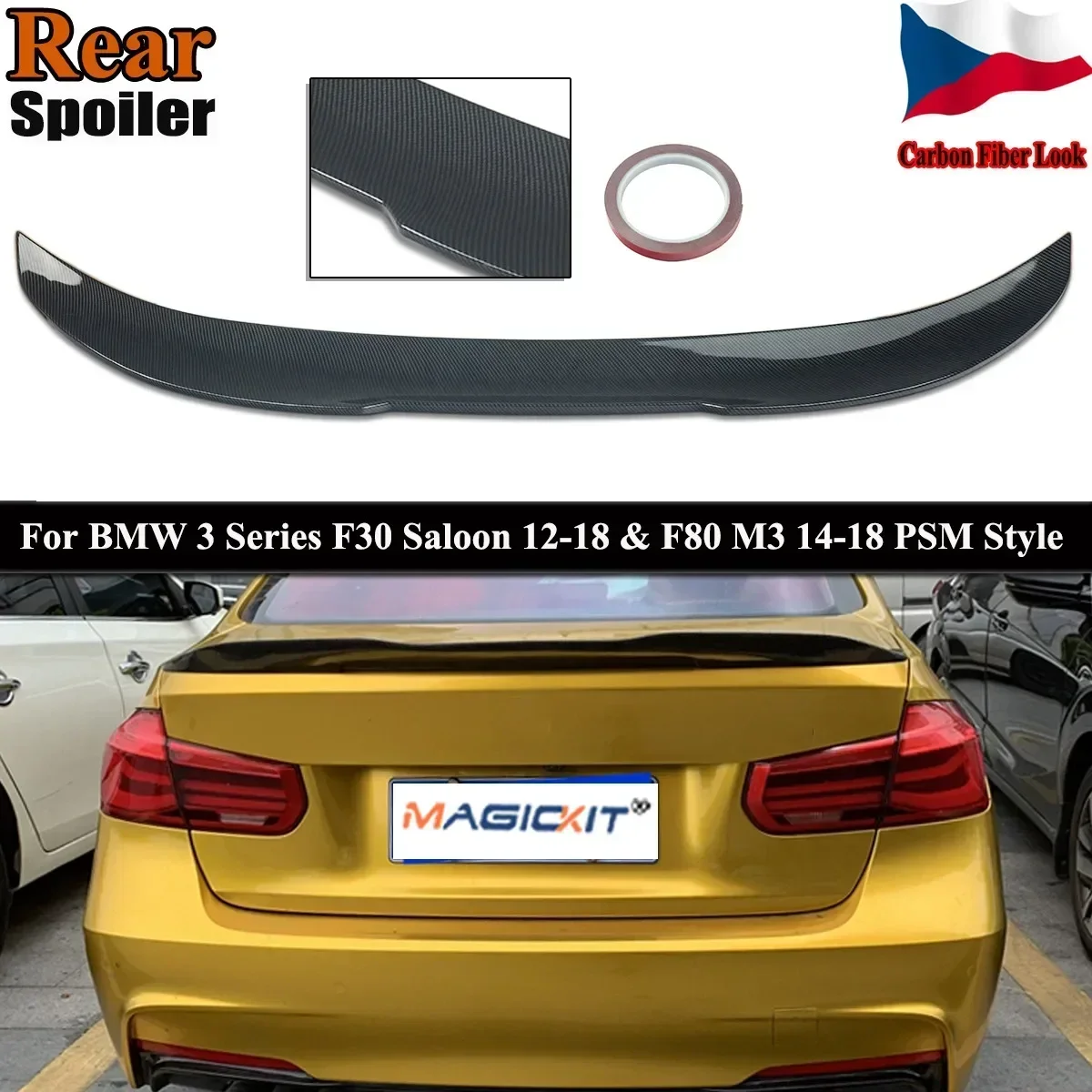 Für bmw 3er f30 m3 f80 psm stil kofferraum spoiler carbon faser stoßstange lippen flügel 320i 318d 316d 328i 335i 2006-2015 Image