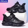 Kinder Sneaker Jungen Leder Laufschuhe Schulkinder schwarz lässig Wanderschuhe rutsch fest Sport Tennis Größe 28-39