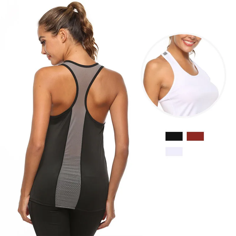 Sommer lauf weste ärmellose Unterhemd-Tanktops für Frauen Feuchtigkeit transportierende, schnell trocknende Fitness-Fitness-Yoga-Hemden westen Image