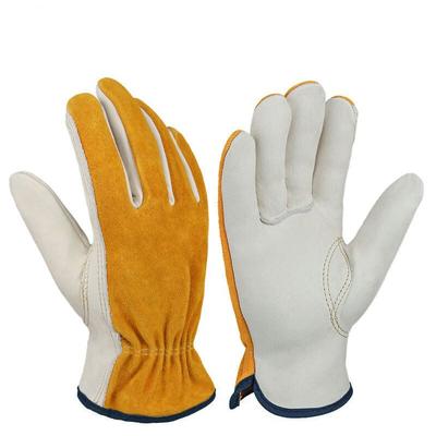 Aougo - 2 Paar flexible, dornenfeste Handschuhe-Set – bequeme Leder-Arbeitshandschuhe für Garten,