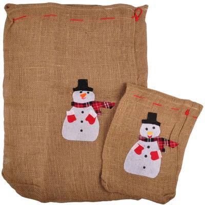 Geschenkesack 2er-Set Jutesack Nikolaussack Geschenkebeutel Geschenkverpackung - Schneemann