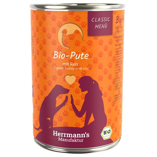 Herrmann's Menu Classic / Menu Bio 6 x 400 g pour chien - dinde bio, riz bio