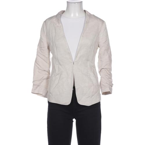 H&M Damen Blazer, Gr. 36, cremeweiß, Elasthan, Leinen, Synthetik, Viskose