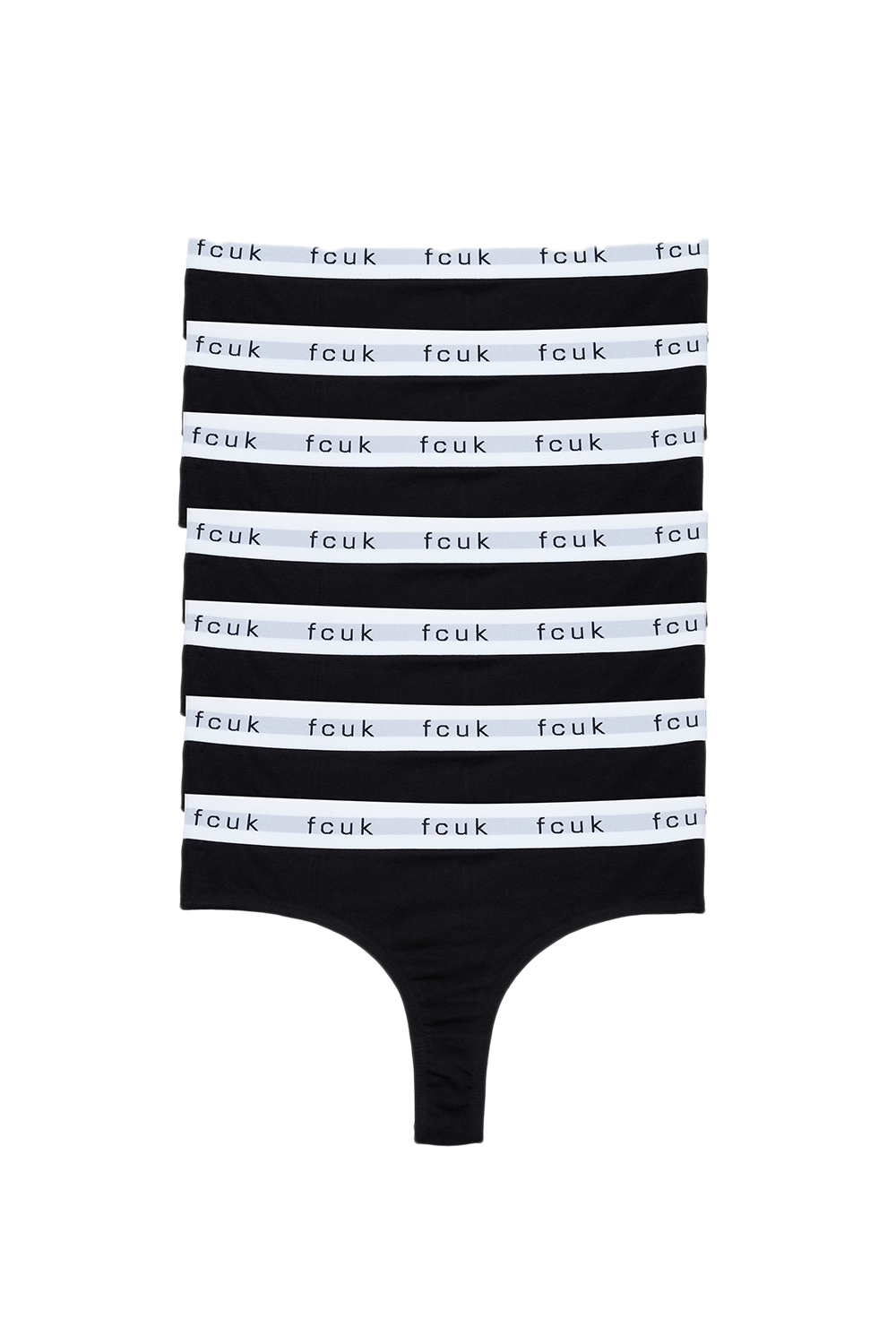 French Connection Womens Black 7 Pack Cotton Fcuk Ladies Thongs - Size Large | French Connection Sale | Discount Designer Brands