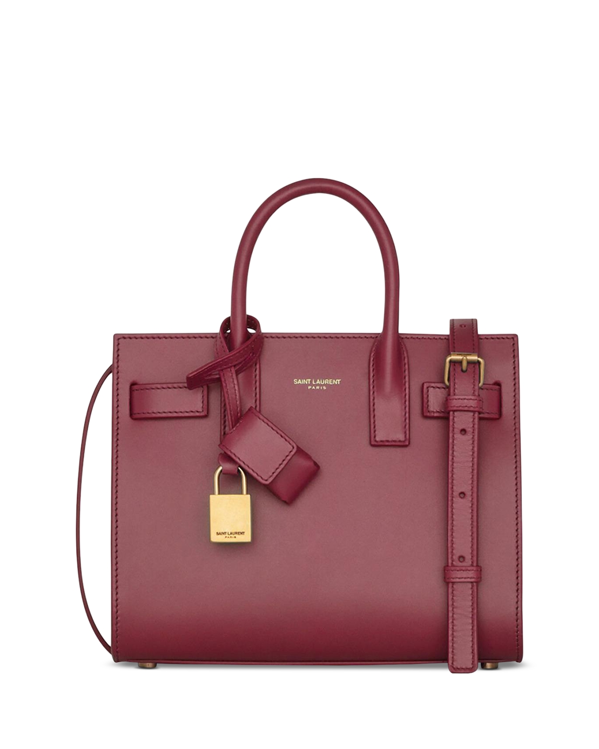 Saint Laurent Sac de Jour Nano Top Handle Bag - Rouge Merlot Smooth Leather/Gold