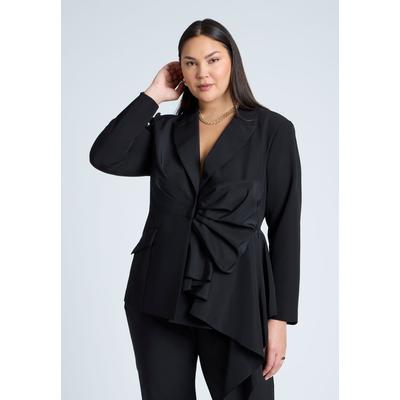 Plus Size Women's Mixed Media Blazer by ELOQUII in Black Onyx (Size 16)