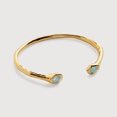 Gold Odyssey Gemstone Open Cuff Aquamarine