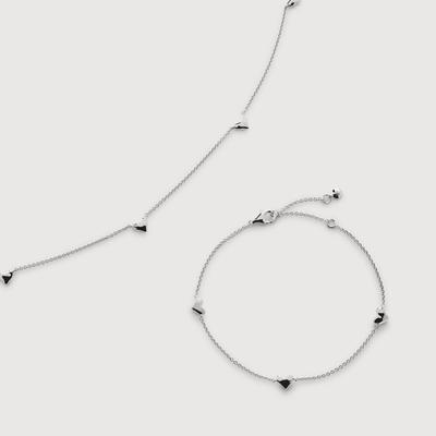 Heart Station Necklace and Bracelet Set