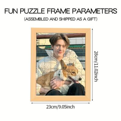 TEMU Custom Photo Puzzle Frame - Diy Wooden Building Blocks, Personalized Gift For Boyfriend/girlfriend, Anniversary, Wedding, Valentine's Day, Home Decor, Image, Custom Poster, Pet Photos Image