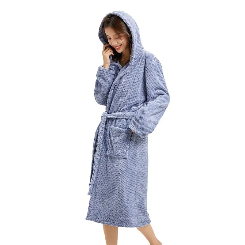 Ananas Plaid Bademantel Kapuze Korallen samt vier Jahreszeiten saugfähig schnell trocknend weich Herren und Damen Paar Bademantel Image