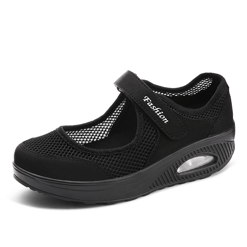 Frauen Mesh Flache Schuhe Turnschuhe Plattform Schuhe Frau Faulenzer Atmungsaktive Air-Mesh Schaukel Keile Schuh Atmungsaktive Wohnungen