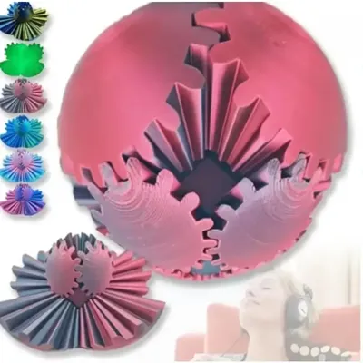 2025, neue 3D-gedruckte Zahnradkugel, Spin-Ball-Würfel, Fidget-Spielzeug, Ball, Fidget-Spielzeug, Zahnradspielzeug für Stress und Angst, entspannende Zahnradkugel Image