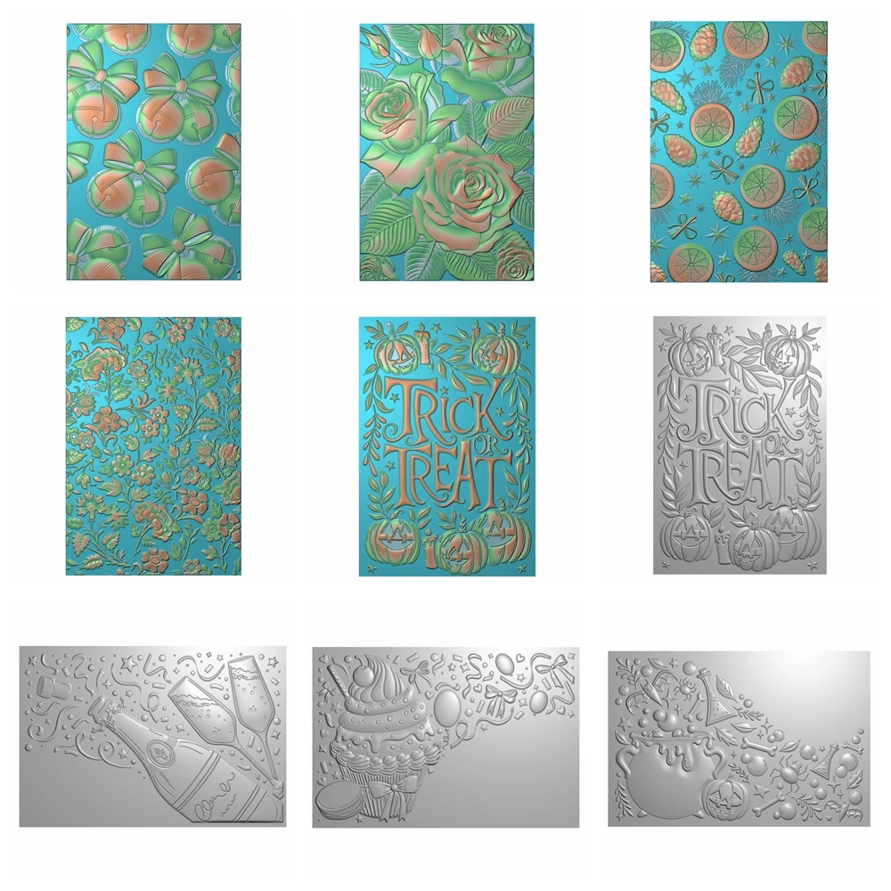Halloween Süßes oder Saures 3D-Prägeordner Weihnachten Feiern Campagner Hintergrundmuster Vorlagen für DIY Scrapbooking Image