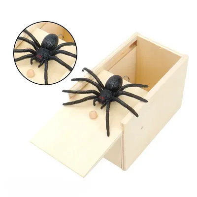 Trick Spider Lustige Scare Box Holz Versteckte Box Qualität Streich Holz Scare Box Spaß Spiel Image