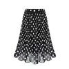 Frauen schwarze Punkte Chiffon Polka Röcke Vintage klassische elegante süße weibliche elastische Taille Plissee Strand A-Linie plus Größe Chic