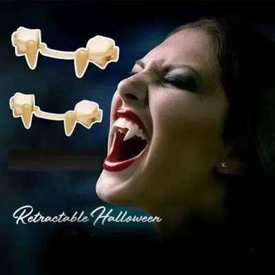 Einziehbare Vampirzähne, Zahnersatz, Fangs, Halloween, Cosplay, Vampirzähne, Zahnersatz, Image