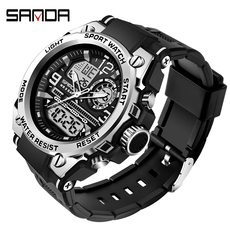 Sanda Top Luxusmarke Herren uhren 5atm wasserdichte Sport Militär Armbanduhr Quarzuhr für Herren Uhr Relogio Masculino 6024 Image
