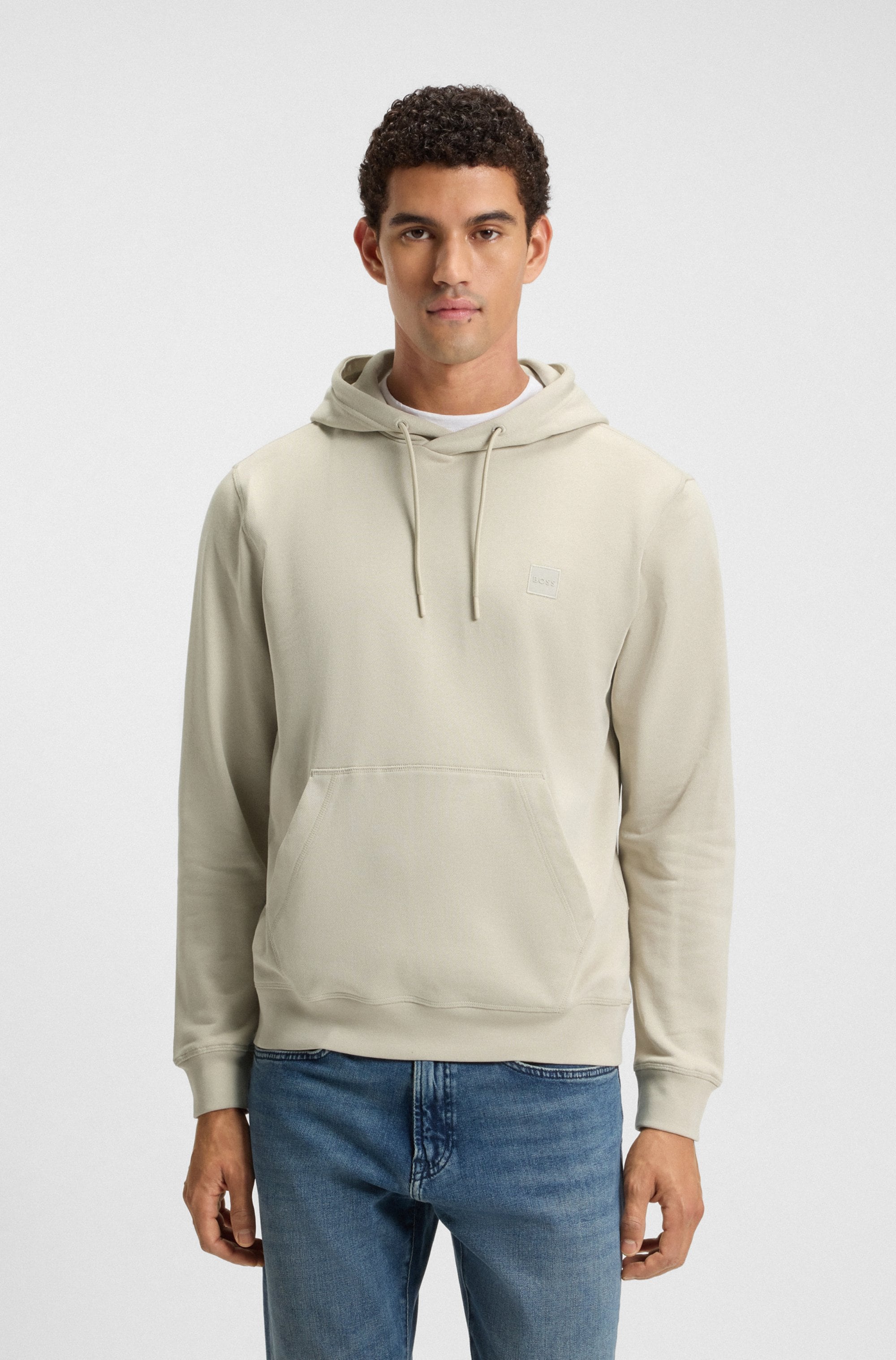 Kapuzensweatshirt BOSS ORANGE "Wetalk", Herren, Gr. 5XL, beige (271_light_beige), Sweatware, Obermaterial: 100% Baumwolle, unifarben, regular fit hüftlang, hoch geschlossener Ausschnitt, weit Bündchen, Sweatshirts, mit gesticktem BOSS Markenlabel