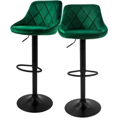 ML-Design Barhocker 2er Set, Bezug aus Samt, Grün, Gepolsterter Barstuhl mit Rückenlehne und Image