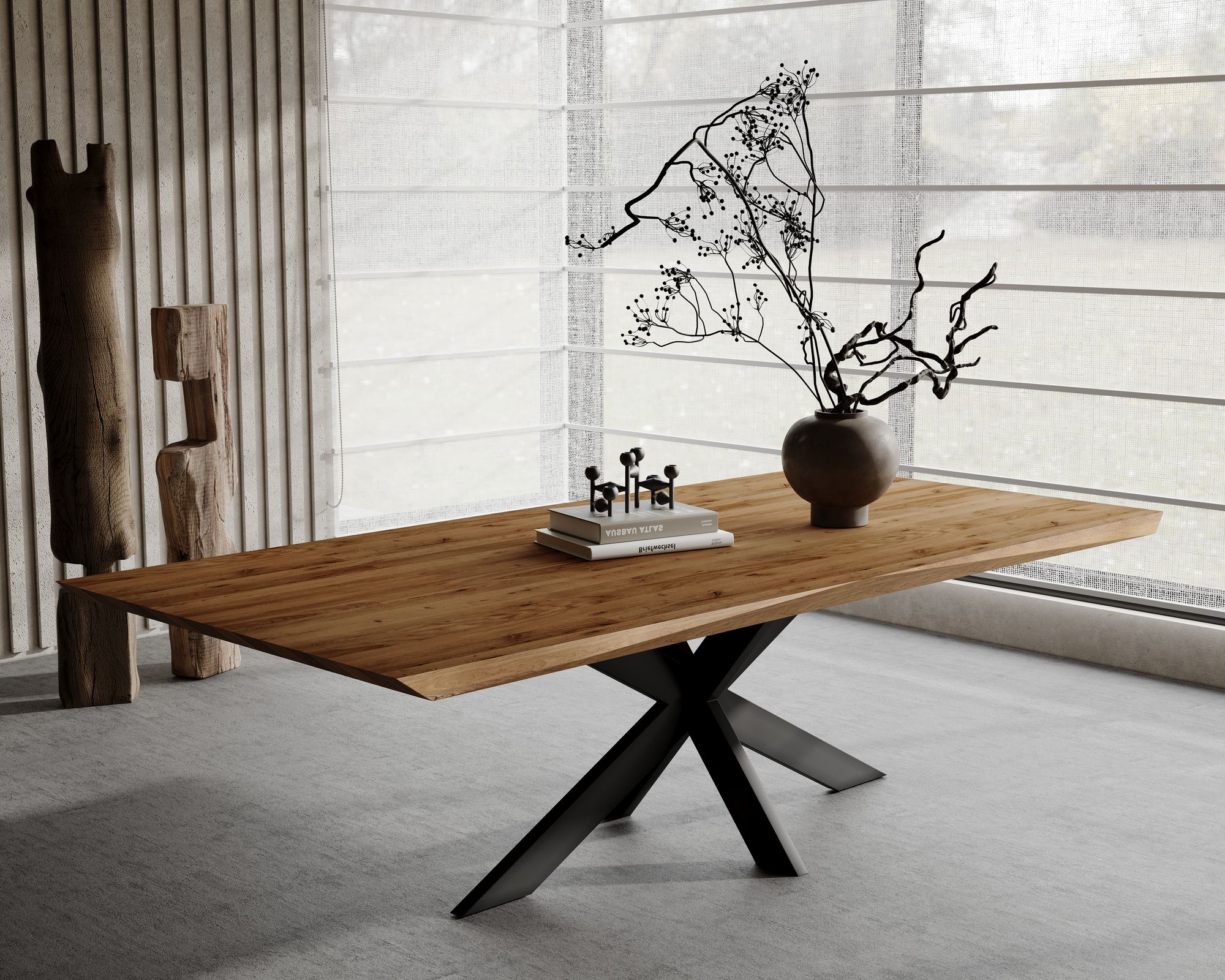 BlackWood »Table4YOU Austin« Wildeiche Massivholztisch gerade Kante / Wildeiche natur / 6 cm / 220x100 cm