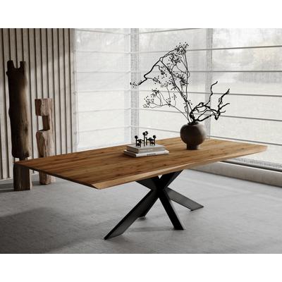 BlackWood »Table4YOU Austin« Wildeiche Massivholztisch gedrehte Kante / Wildeiche rustik / 6 cm / 220x100 cm Image